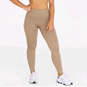 Set Active Sculptflex Leggings Sand Tan High Waisted Ribbed Seamless Size L